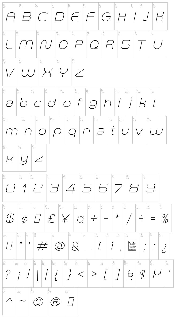 Smush font map